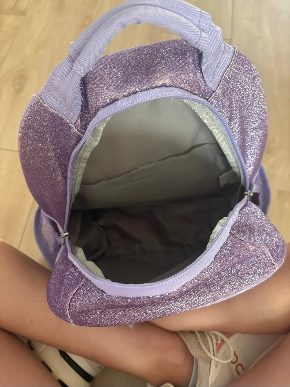 Kids Glitter Ombre Purple Backpack with Chest Straps